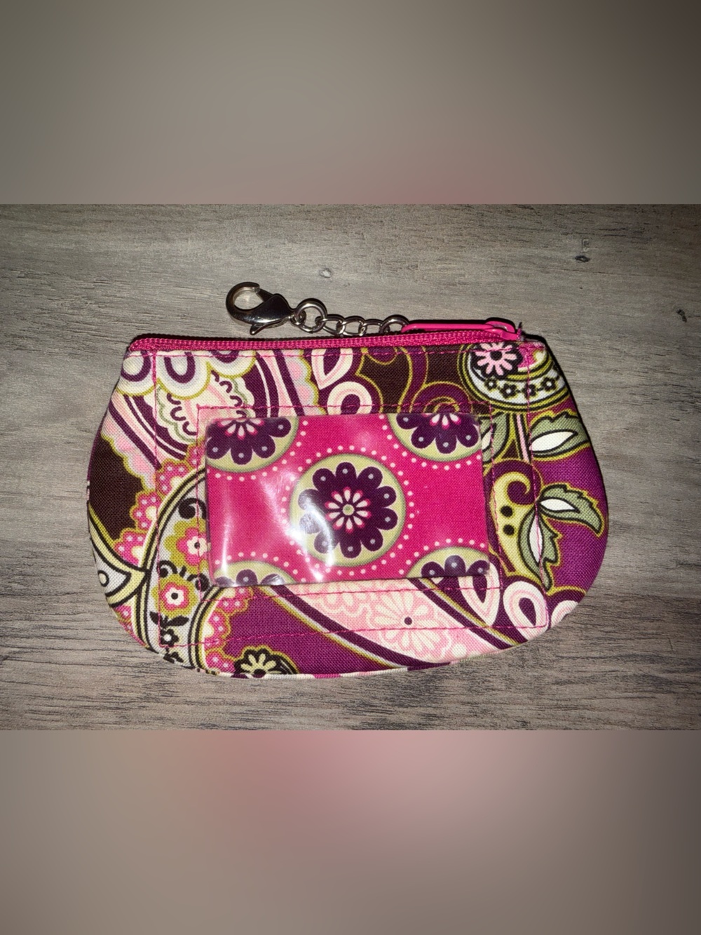 Vera Bradley Zip Clip ID in Very Berry Paisley